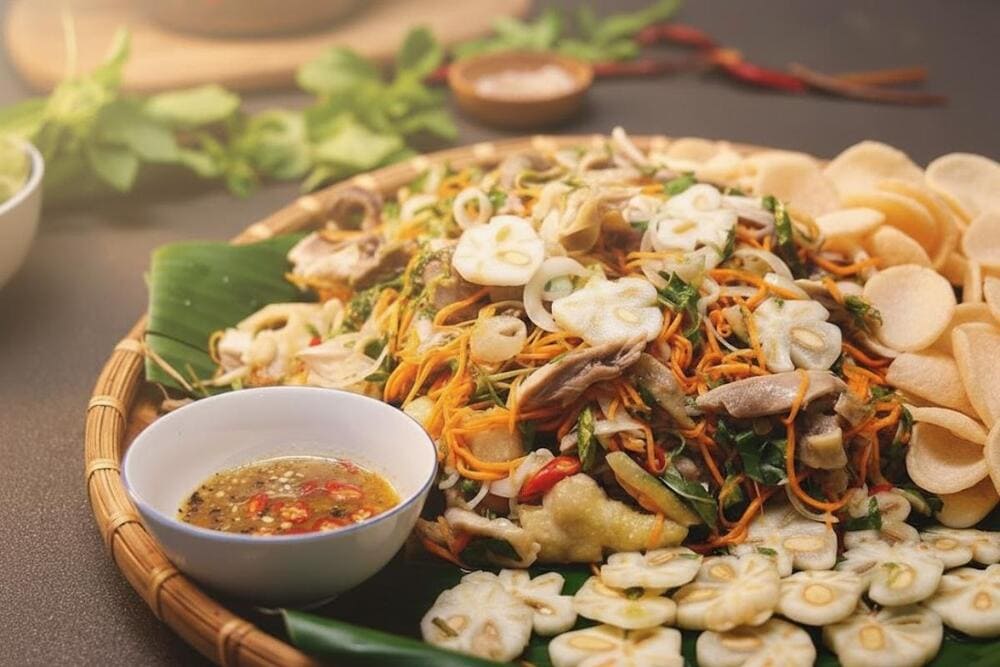 Gỏi g&agrave; măng cụt.